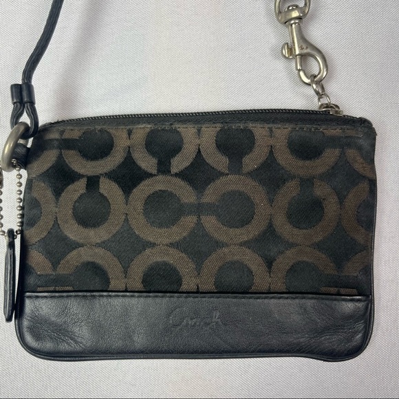 Coach Black Y2K C Logo Leather Fabric Wristlet - Picture 2 of 4